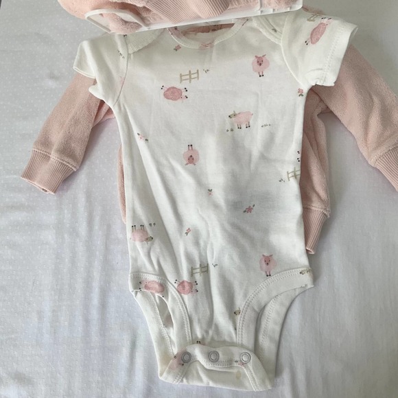 Carter’s Baby Girl 3 Piece Set of Jacket, Onesie and Pants, Size 3M, Pink - Picture 3 of 8